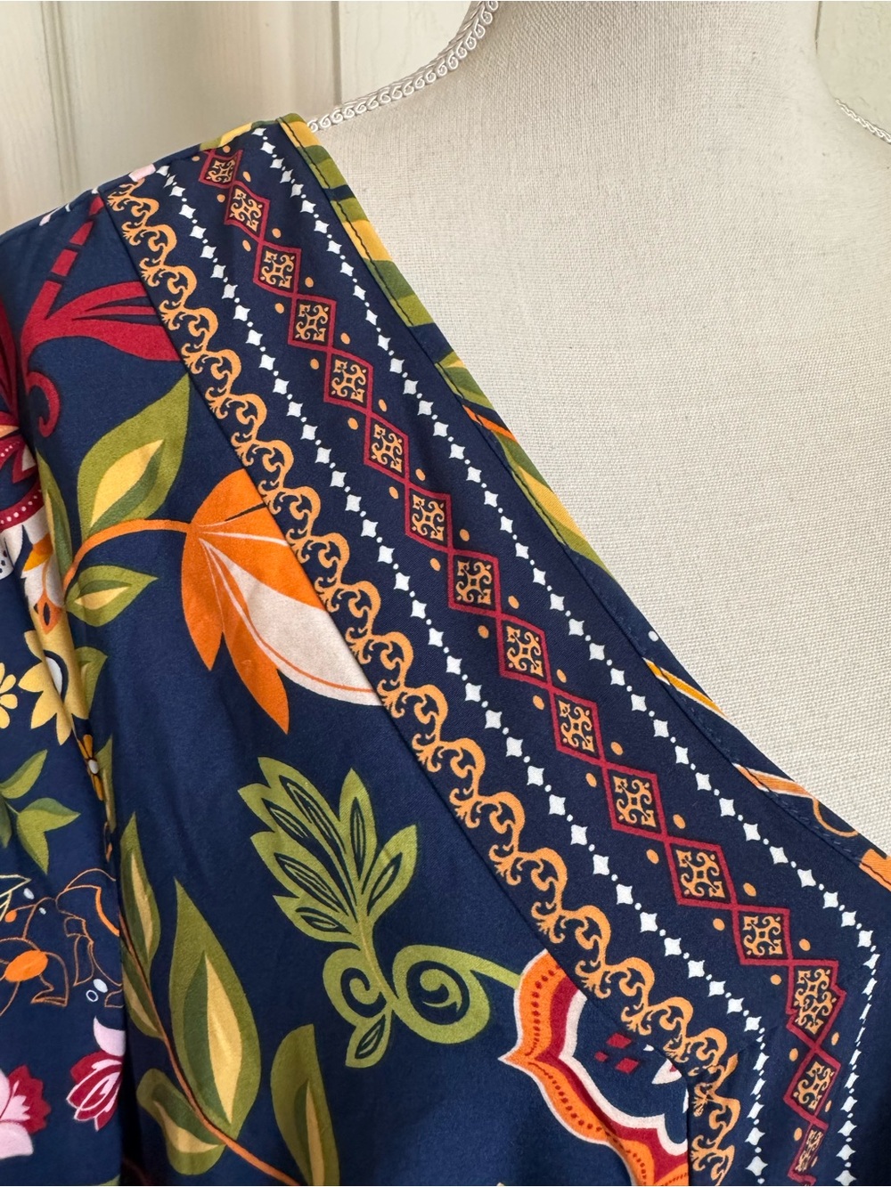 BloomChic Navy Multicolor Floral & Elephant Print Midi Dress - Picture 3 of 13